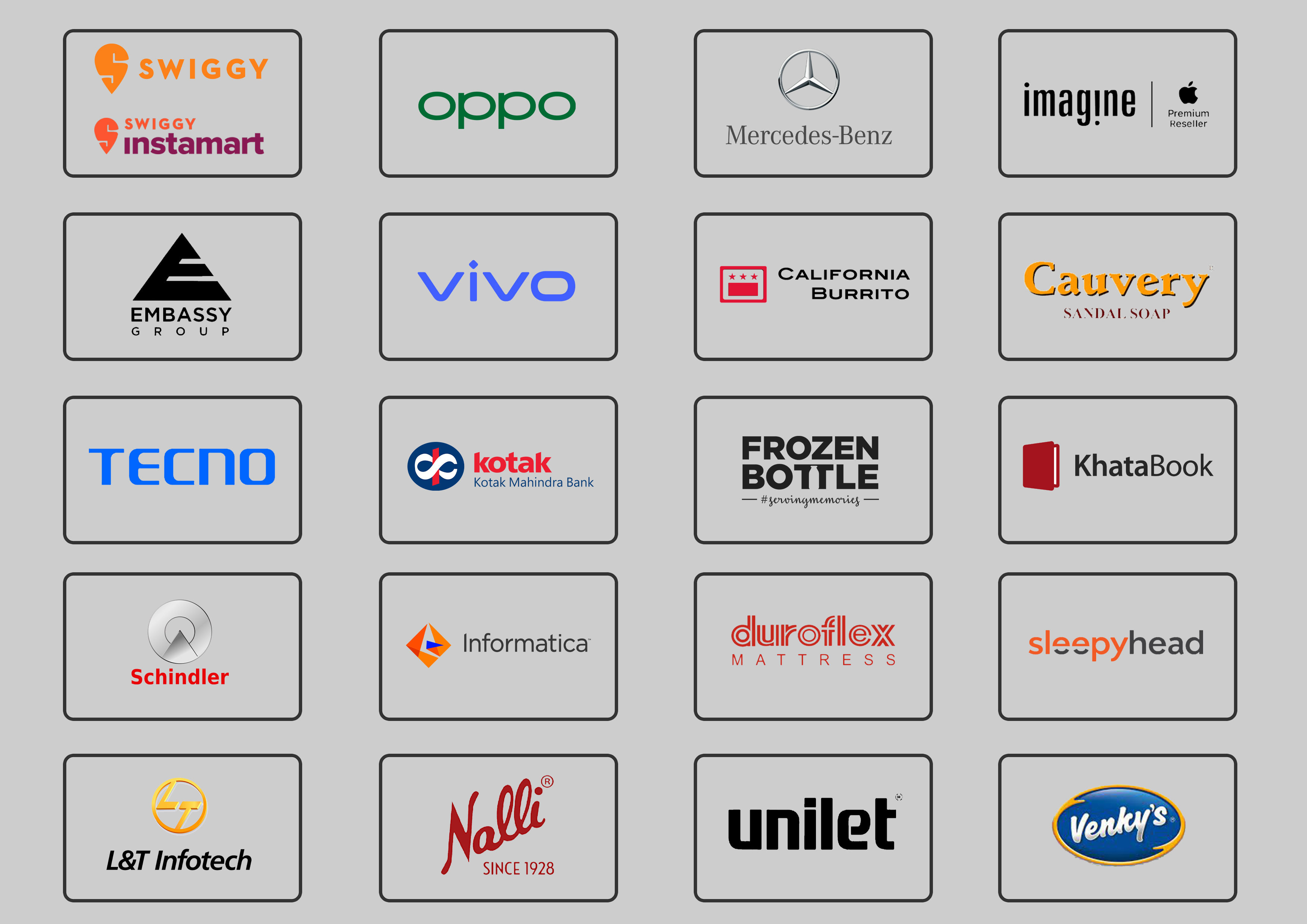 Partner logos including Swiggy, Oppo, Mercedes-Benz, and more