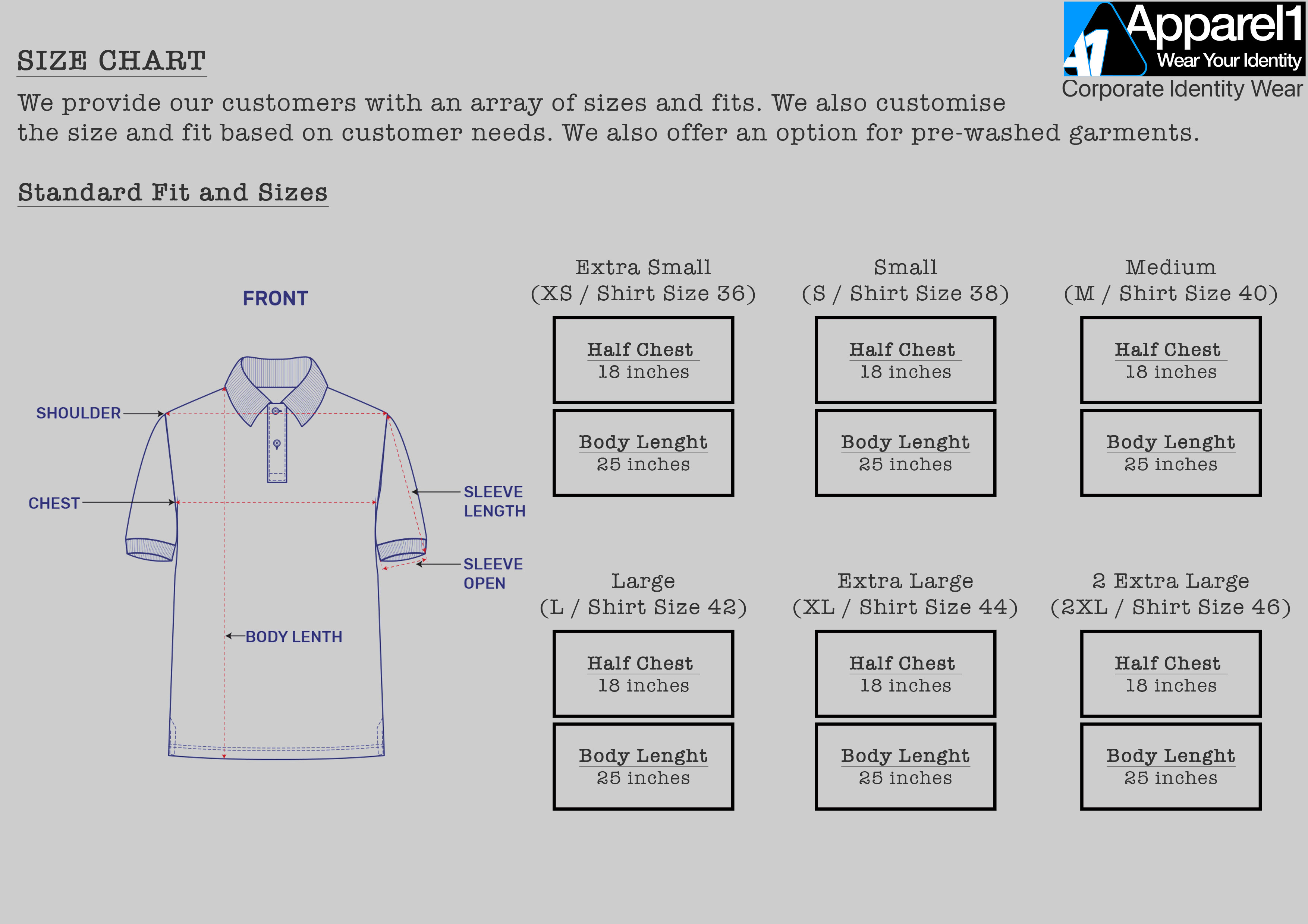 Apparel1 size chart