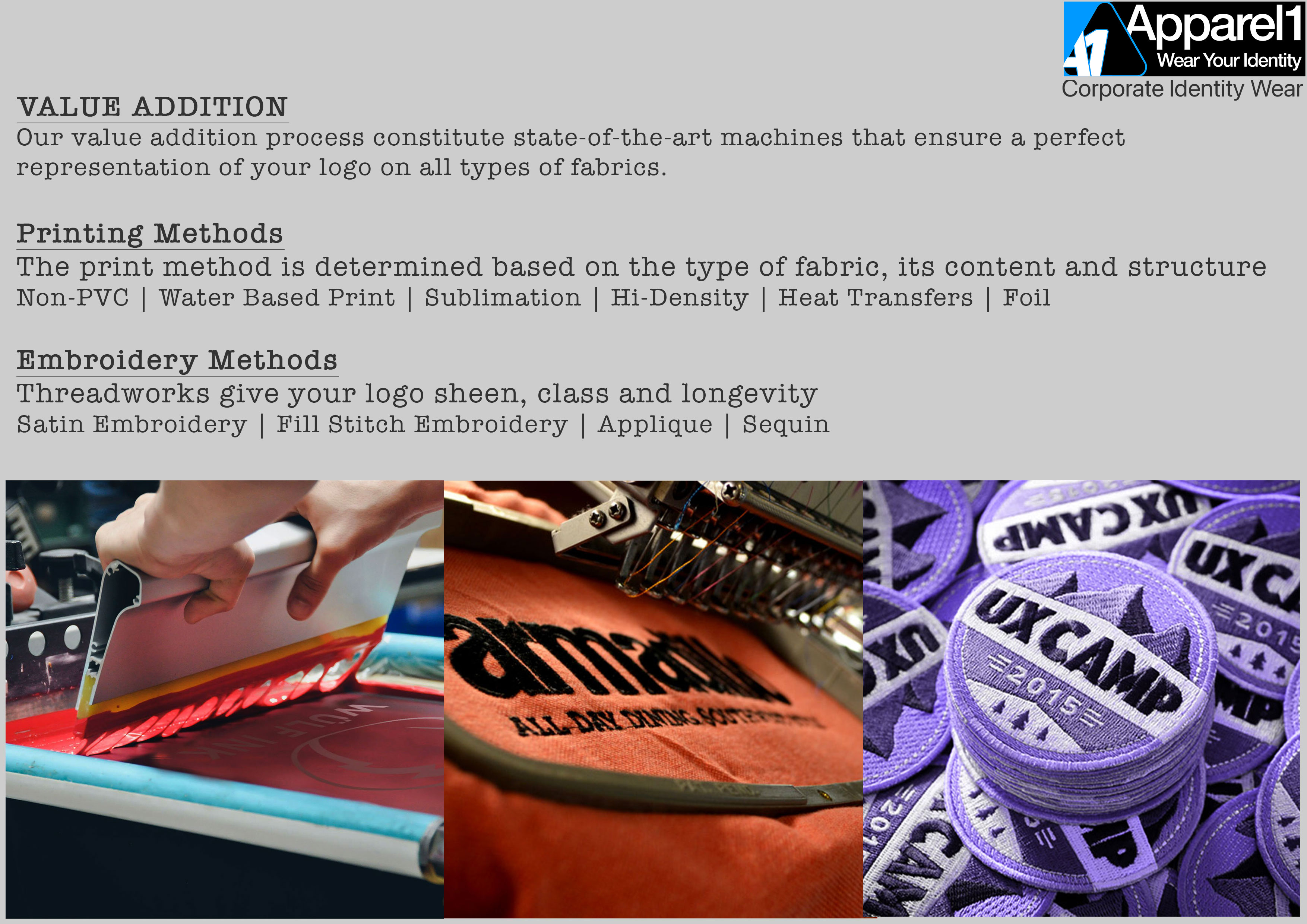 Printing and embroidery processes